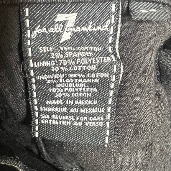 7 FOR ALL MANKIND Cut-Off Jean Shorts Mid Rise Frayed Hem Denim Black Size 24 - Picture 5 of 8